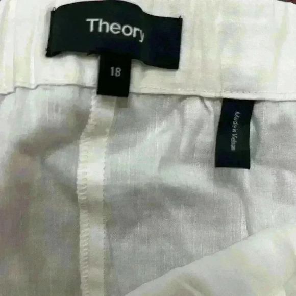 Theory Treeca 'Good Linen' Pull-On Pants in white Size 18 new - Picture 6 of 6